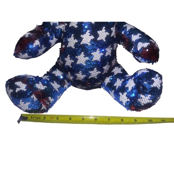 GOFFA Patriotic Sequins Flip Bear Red White and Blue Stars Plush Teddy - Picture 8 of 9